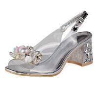 Laura Vita Misstyl by Damen Sandalette Schmucksteine Slingback Marlene 12, Größe:39 EU, Farbe:Silber