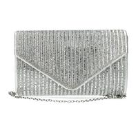 Laura Vita Misstyl by Bleona Damen Clutch Abendtasche Handtasche in Silber mit Glitzersteinchen. Silber