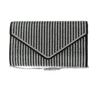 Laura Vita Misstyl by Bleona Damen Clutch Handtasche in Schwarz Silber mit Glitzersteinchen. schwarz/silber