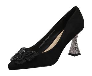 Laura Vita Misstyl by, Damen Pumps Myriano 05 in Schwarz mit Schmetterling und Absatz Glitzer. schwarz Gr. 38