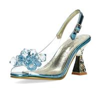 Laura Vita Misstyl by Damen Sandalette Dekorsteine transparent Metallic MYRIANO 16, Größe:38 EU, Farbe:Blau