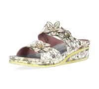 Laura Vita Pantolette Jacdiso 06 Damen Schuhe Sandale Keilabsatz Schnallen Keilpantolette, Größe:38 EU, Farbe:Grau