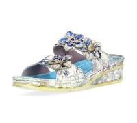 Laura Vita Pantolette Jacdiso 06 Damen Schuhe Sandale Keilabsatz Schnallen Keilpantolette, Größe:38 EU, Farbe:Mehrfarbig