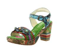 Laura Vita Damen Sandalette Mikrofaser Decksohle mit Blumen NELLAO-17, Größe:39 EU, Farbe:Grün