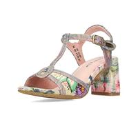 Laura Vita Sandalette Heco 15 Damen Schuhe Sandale T-Steg Absatz Knöchelriemen, Größe:38 EU, Farbe:Grau