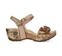 Laura Vita Damen Sandalette mit Blumenmuster und Keilabsatz Daphneo 07, Größe:38 EU, Farbe:Beige