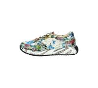 Laura Vita Damen Sneaker Leder Mehrfarbig florales Muster und Schrift Burton 05, Größe:37 EU, Farbe:Grün