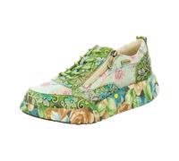 Laura Vita Damen Sneaker floral Leder mit Reißverschluss Gummisohle NIKITO-62, Größe:40 EU, Farbe:Grün