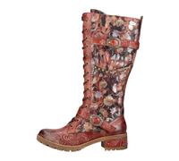 Laura Vita Viktorianische florale Maroon Lederstiefel mit hohen Schnürstiefeln - Cocrailo-82 EU41