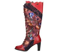 Schnürstiefel LAURA VITA "LAURA VITA Stiefel Leder/Textil", Damen, Gr. 36, rot (weinrot), Leder, Textil, casual, Schuhe (42943341-36) weinrot