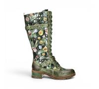 Laura Vita Viktorianische Blumengrüne Lederstiefel mit hoher Schnürung - Cocrailo-82 EU 37