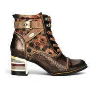 Laura Vita Viktorianische Bronze-Blumenbronze Leder-Schnürstiefel mit Schnürstiefeln - Idcorao-10 US 39