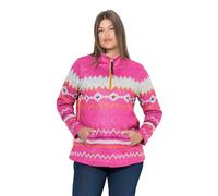 Laurasøn Norweger-Strick Fleece Pullover, Troyerkragen, neon pink 44+ 842467559-44+