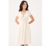 Lauren Ralph Lauren - Bekleidung Robe col en V ceinturée - Weiß - Größe 34