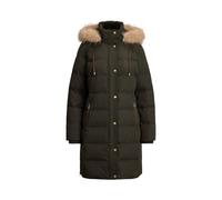 Lauren Ralph Lauren Damen Daunenmantel kurz mit Kapuze und Kunstpelz, oliv, Gr. L