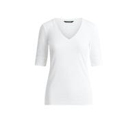 Baumwollstretch-T-Shirt mit V-Ausschnitt M White