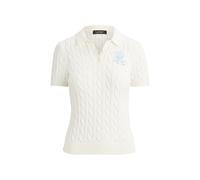 Lauren Ralph Lauren Regular Fit Strick Poloshirt mit Label Stitching in Weiss, Größe S