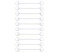 LAURITAMI 10 Stück Kunststoff Zungenpiercing Brustwarzenpiercing, 14G Transparente Bioflex-Piercings 12/14/16/18/25mm Piercing Zunge Brustwarze für Männer und Frauen