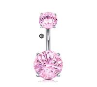 LAURITAMI 14G Bauchnabelpiercing Titan,8mm 10mm 12mm Feuerwerk Zirkon Titan Bauchnabelpiercing Ring Silber,1 Stück Piercing Bauchnabel Barbell Bijoux Ringe Frau Mann Geschenk Schmuck