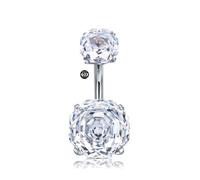 LAURITAMI 14G Bauchnabelpiercing Titan,8mm 10mm 12mm Rosen Zirkon Titan Bauchnabelpiercing Ring Silber,1 Stück Piercing Bauchnabel Barbell Bijoux Ringe Frau Mann Geschenk Schmuck