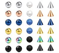LAURITAMI 30pcs 14G Ersatz Piercing Kugel Edelstahl Klar Acryl Kunststoff Parts Industrial Barbell Zungenpiercing Brustwarzenpiercing Schmuck Schraubkugel