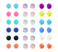 LAURITAMI 36er Ersatzkugel Piercing Kugel 5mm Set Chirurgenstahl Plastik 1.6mm Gewinde Schraubkugel Hantel Zungenpiercing, Bauchnabelpiercing