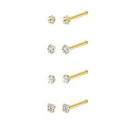 LAURITAMI 4 Stück Nasenpiercing Stecker Edelstahl 20G 22G Nasenpiercing Steck CZ Nasenstecker Nostril Piercing Damen Herren Silber Gold Nasen Piercing Nase
