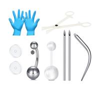 LAURITAMI Bauchnabel Piercing Set, 9 Stück Piercing-Set mit 14G Titan Bauchnabelpiercing Edelstahl Piercing Nadel Piercingzange Werkzeuge Sets
