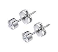 LAURITAMI Titan Ohrringe Medizinische Ohrstecker, 4mm Glatt/Zirkon Gesundheitsstecker Ohrringe Titan Damen Herren Nickelfreie Ohrstecker Gold Silber