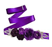 Lauthen.S Bandgürtel mit Blumen, Perlen und Strass, für Hochzeitskleid oder Babyparty, violett, Einheitsgröße