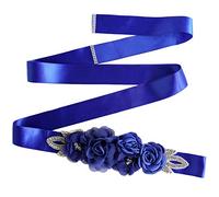 Lauthen.S Brautgürtel/Schärpe mit Blumen, Perlen und Strasssteinen, für Brautkleid oder Babyparty, Königsblau, Einheitsgröße