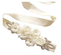 Lauthen.S Gürtel mit Blumen, Perlen und Strasssteinen, für Brautkleid oder Babyparty, elfenbein, Einheitsgröße