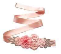 Lauthen.S Gürtel mit Blumen und Perlen Strass für Brautkleid / Babyparty, pfirsich, One size