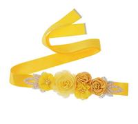 Lauthen.S Taillengürtel mit Blumen, Perlen und Strass, für Hochzeitskleid oder Babyparty, gelb, Einheitsgröße