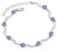 LAVAMI Manschetten-Armreif, Damen-Armband aus 925er-Sterlingsilber mit Mosaik-Amethyst-Armband, exquisites Damen-Armband, Sterling-Silber-Schmuck, Geschenke