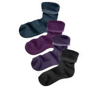 LAVANA Kuschelsocken Damen 1x petrol, 1x beere, 1x lila, 1x schwarz Gr.39-42
