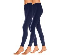 Thermoleggings LAVANA, Damen, Gr. S (36/38), N-Gr, blau (marine, marine), Jersey, Obermaterial: 66% Baumwolle, 30% Polyester, 4% Elasthan, unifarben, Basic, figurbetont lang, Hosen, innen leicht anger