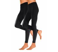 Thermoleggings LAVANA, Damen, Gr. L (44/46), N-Gr, schwarz (schwarz, schwarz), Jersey, Obermaterial: 66% Baumwolle, 30% Polyester, 4% Elasthan, unifarben, Basic, figurbetont lang, Hosen, innen leicht 