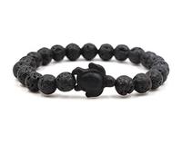 Lavastein Armband, Charme Schildkröte Männer 8 Mm Naturstein Runden Perlen Armreif, Verstellbare Elastische Manschette Mit Rollrand Unisex Armband Schmuck Festival Paar Geschenk Der Freundschaft