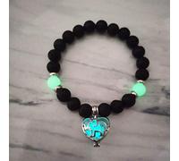 Lavastein Armband, Fluoreszenz Herzform Natürliche Vulkangestein Leuchtende Elefanten Armreif, Verstellbare Elastische Manschette Mit Rollrand Unisex Armband Schmuck Festival Paar Geschenk Der Freun