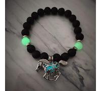 Lavastein Armband, Fluoreszenz Natürliche Vulkangestein Leuchtendes Pferd Anhänger Armreif, Verstellbare Elastische Manschette Mit Rollrand Unisex Armband Schmuck Festival Paar Geschenk Der Freunds