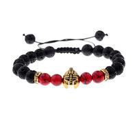 Lavastein Armband, Römische Ritter Spartanischen Krieger Gladiator Helm Gold Armreif, Rot Chakra Yoga Verstellbaren Elastischen Manschette Mit Rollrand Unisex Armband Schmuck Festival Paar Geschenk