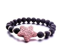 Lavastein Armband, Vulkangestein 25 Mm Seestern Charme Ätherisches Öl Parfüm Diffusor Armreif, Verstellbare Elastische Manschette Mit Rollrand Unisex Armband Schmuck Festival Paar Geschenk Der Fre
