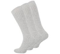 lavendel Norweger Herren Kniestrümpfe mit Plüschsohle - 3 Paar warme Wintersocken ohne Gummibund - Atmungsaktive Wollsocken mit gepolsterter Sohle - Hellgrau - 39-42