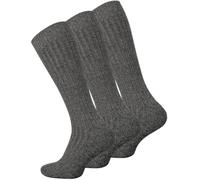 lavendel Norweger Herren Kniestrümpfe mit Plüschsohle - 3 Paar warme Wintersocken ohne Gummibund - Atmungsaktive Wollsocken mit gepolsterter Sohle - Dunkelgrau - 39-42