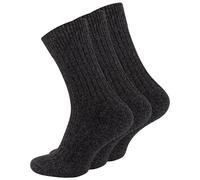 lavendel Norwegersocken ohne Gummibund mit wärmender Plüschsohle, 2 Paar, Herren Warme Socken aus Wollmaterialmix - Dunkelgrau - 39-42