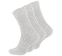 lavendel Norwegersocken ohne Gummibund mit wärmender Plüschsohle, 2 Paar, Herren Warme Socken aus Wollmaterialmix - Hellgrau - 39-42