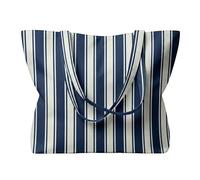 lavendel Tote Bag aus 100% Baumwolle - Digitale Premium-Drucke, 8 moderne Designs, OEKO-TEX Standard 100, mit Innenfach - Wiederverwendbare Einkaufstasche für Alltag & Shopping (Harbor Stripe)