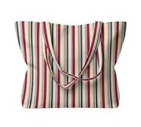 lavendel Tote Bag aus 100% Baumwolle - Digitale Premium-Drucke, 8 moderne Designs, OEKO-TEX Standard 100, mit Innenfach - Wiederverwendbare Einkaufstasche für Alltag & Shopping (Crimson Stripe)