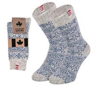 lavendel Wollsocken Kanada-Stil - 70% Wolle Winterstrümpfe Unisex | Norwegermuster Thermosocken Dick & Warm | Kuschelsocken für Damen & Herren - Blau - 39-42
